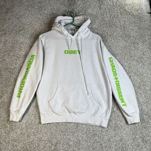 OBEY Propaganda Hoodie‎ Medium White Neón Letters Chaos Dissent